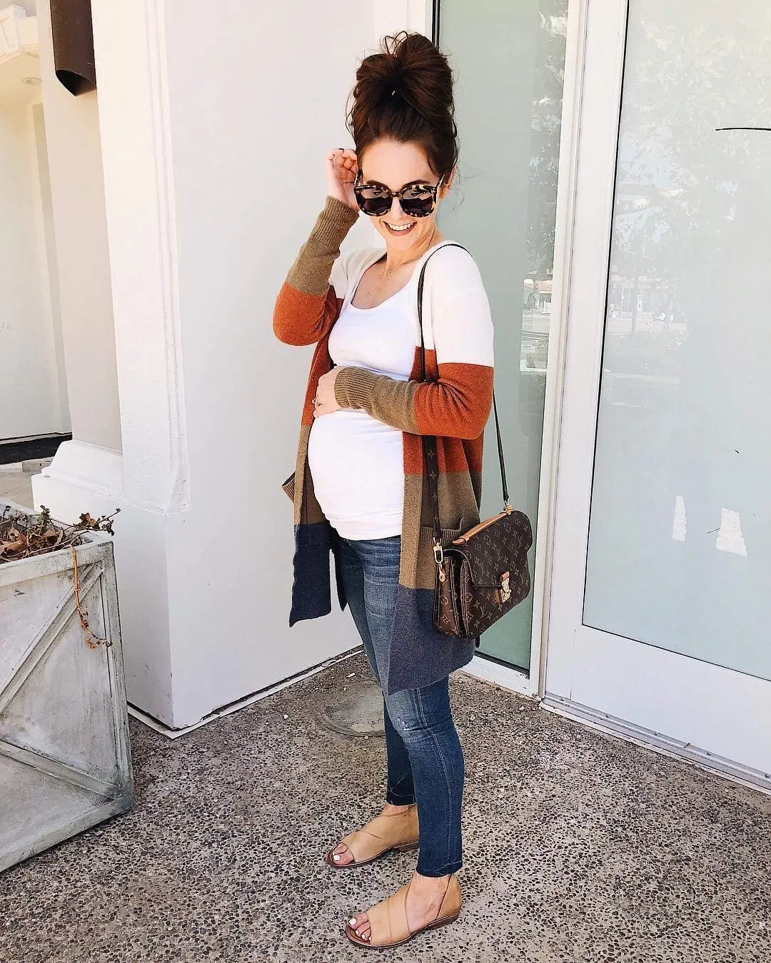 ECOWISH Cardigan Sweaters for Women Lightweight Fall Color Block Striped Long Sleeve Open Front Cozy Knitted Coats Outwear