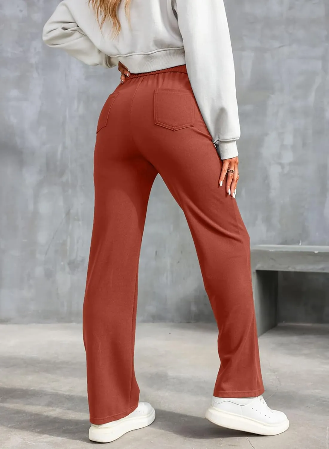 EVALESS Women's Spring 2025 Dress Pants High Waist Straight Leg Pants Button Down Bottoms Work Pants Trousers with Pockets