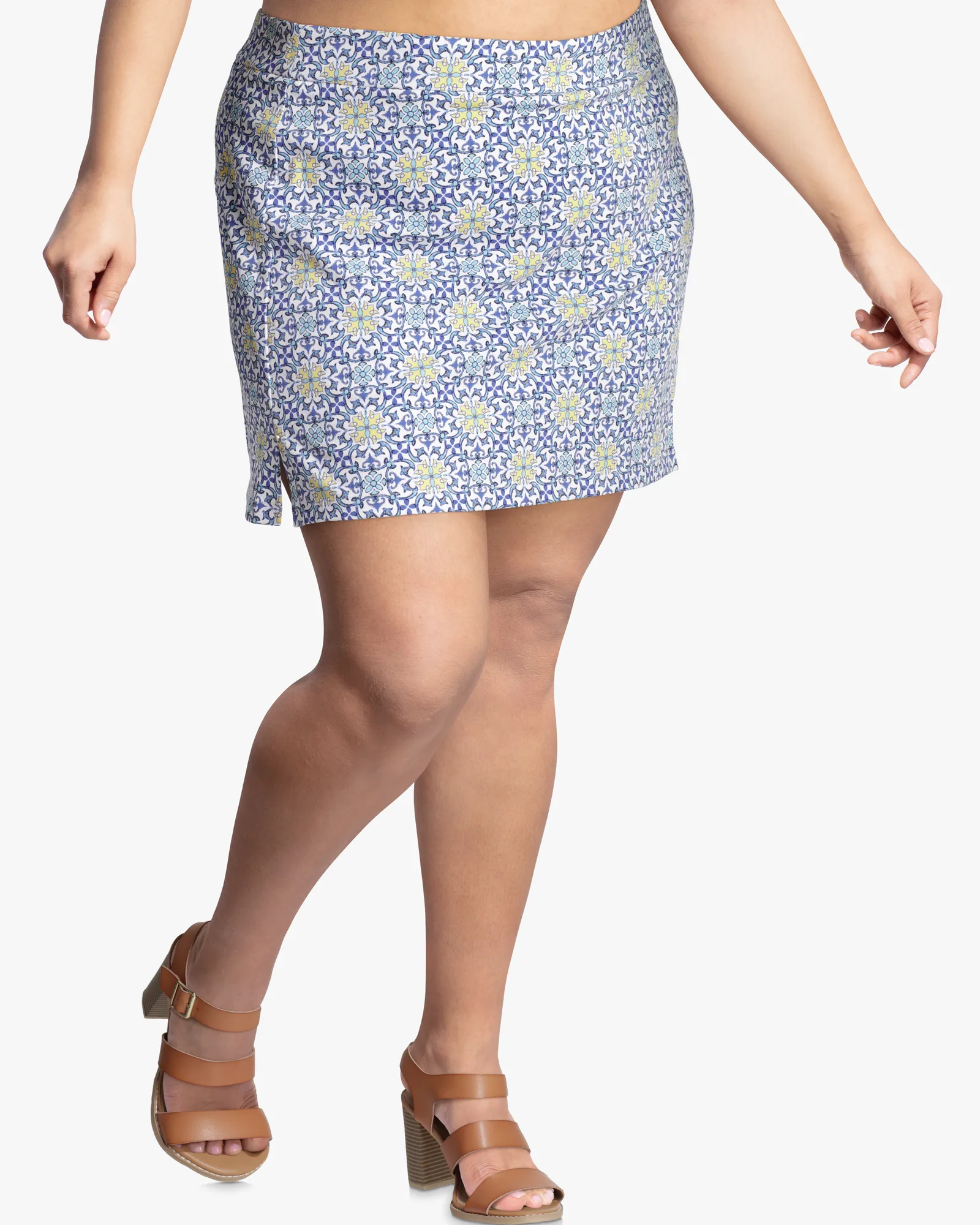 Everdeen Printed Skort | Light Blue / Yellow