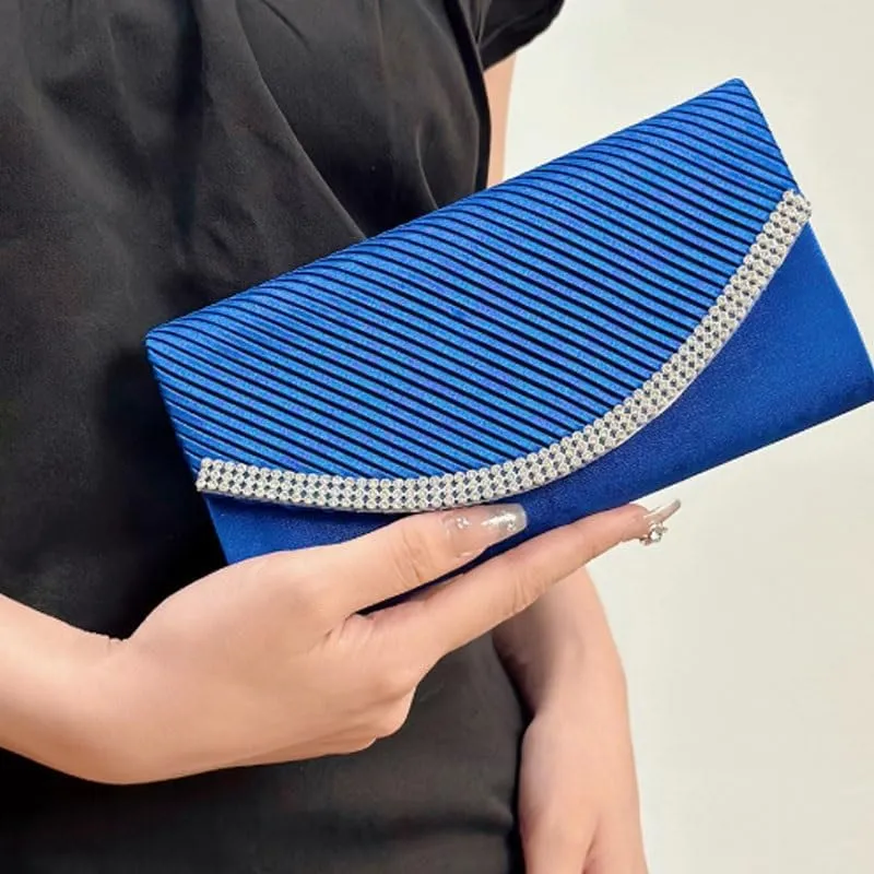 Fabric Art Inlay Rhinestones Evening Bag French Simple Clutch Purses