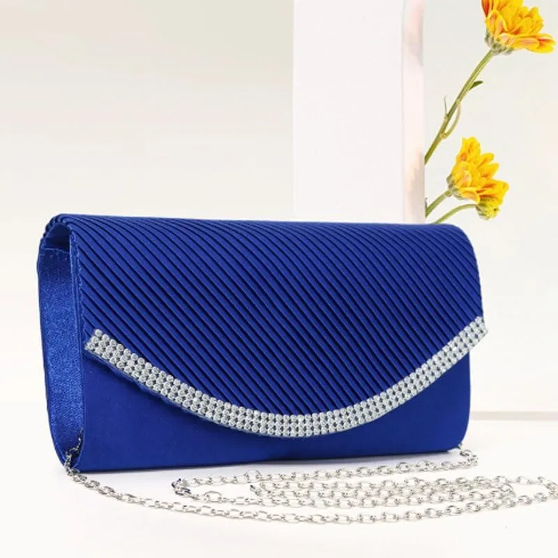Fabric Art Inlay Rhinestones Evening Bag French Simple Clutch Purses