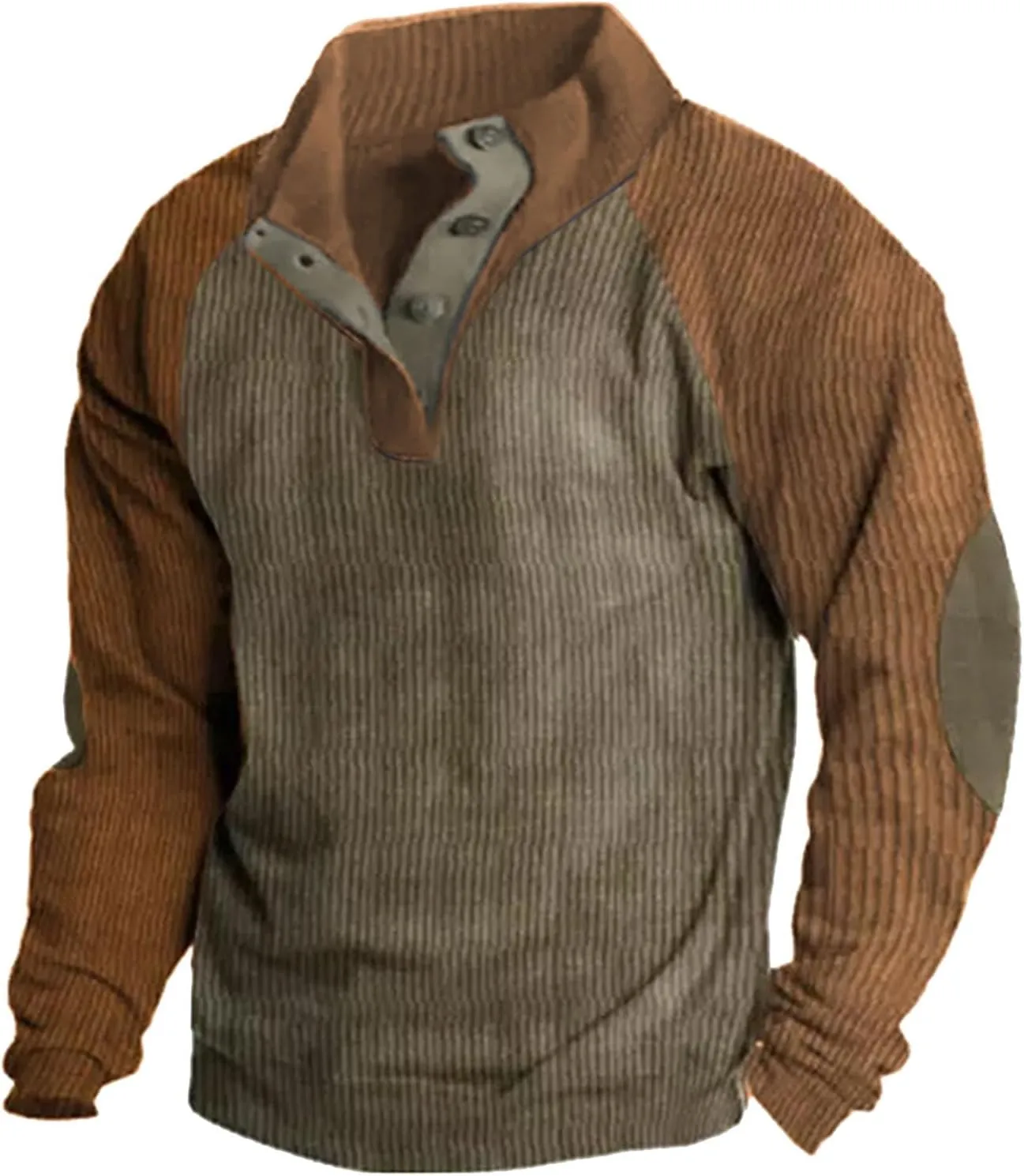 Fall Shirts for Men Casual Long Sleeve Trendy Stand Collar Button Neck Henley Tops Crewneck Sweatshirts Hoodie