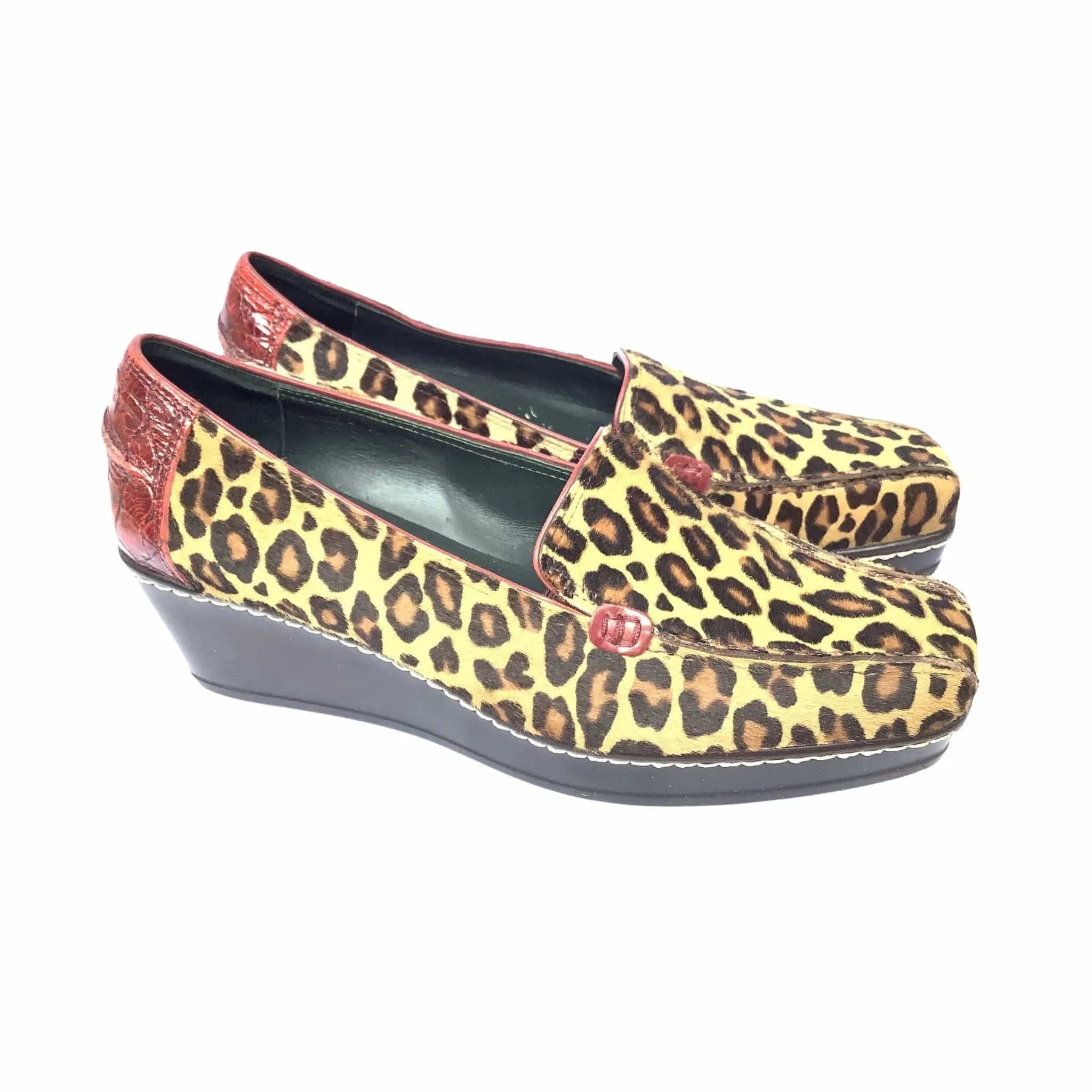 Faux Leopard Wedges