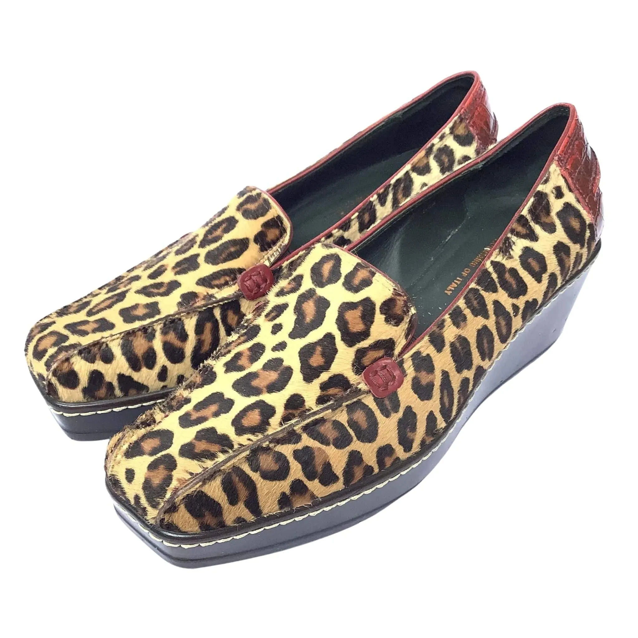 Faux Leopard Wedges