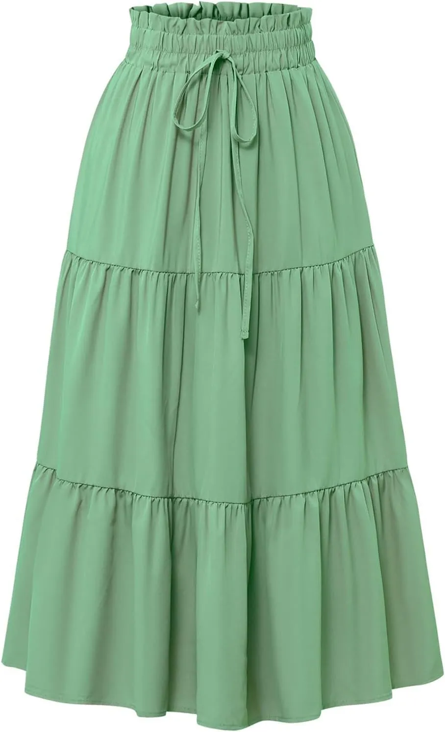 Floral Skirts for Women High Waist Tiered A Line Skirt Drawstring Waist Maxi Long Skirt Flowy Beach Pleated Skirts