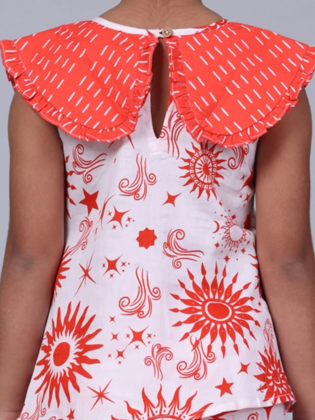 Girls Cotton Top & Shorts Coord Set| Celestial Sun