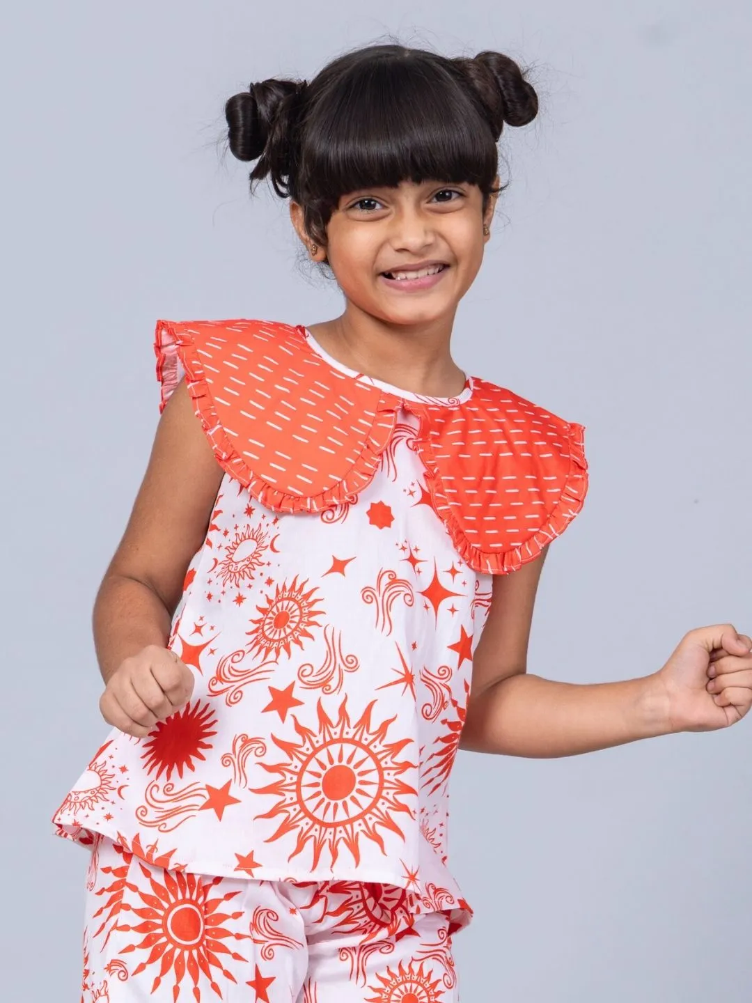 Girls Cotton Top & Shorts Coord Set| Celestial Sun