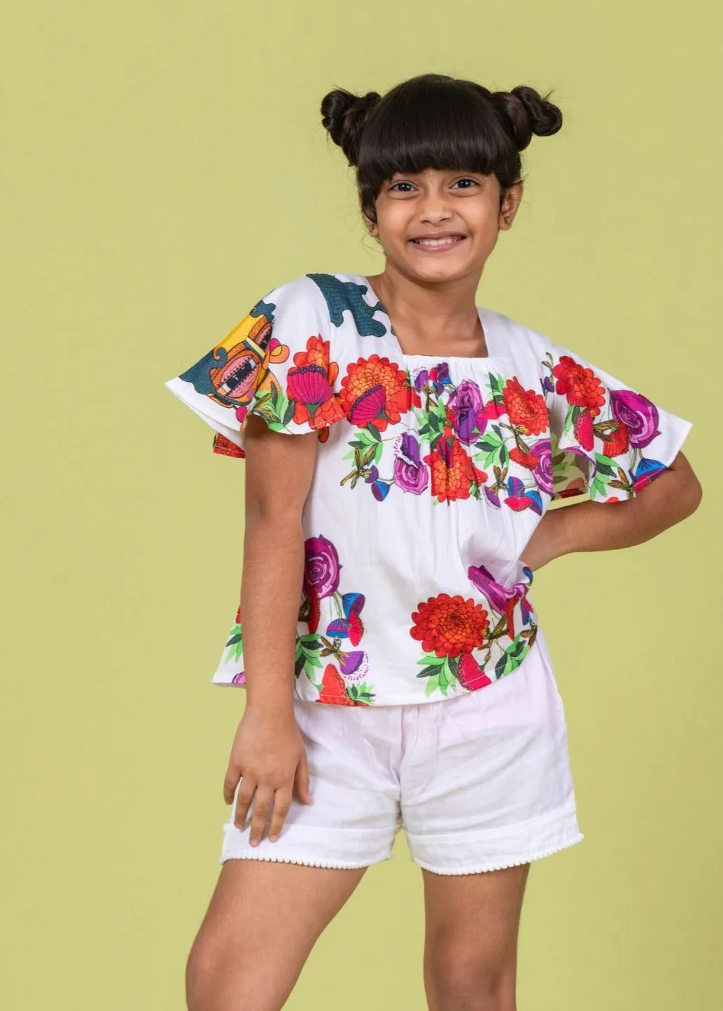 Girls Cotton Top & Shorts Coord Set | Rosa