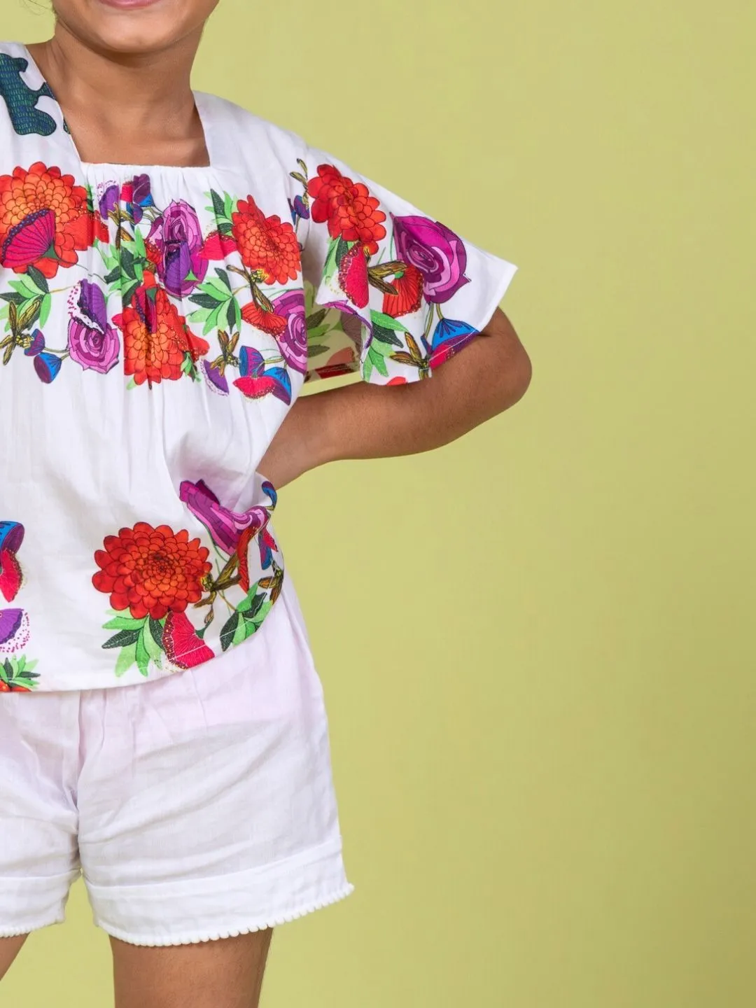 Girls Cotton Top & Shorts Coord Set | Rosa