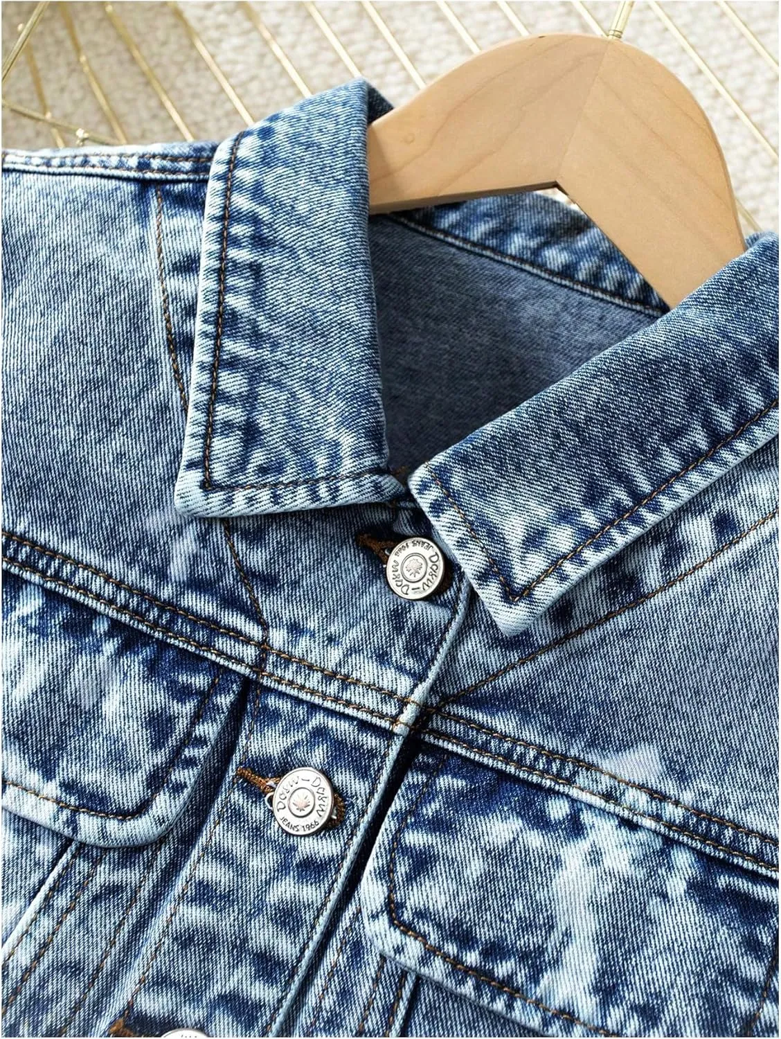 Girl's Denim Jacket Vest Collar Neck Button Front Sleeveless Jean Jacket Outerwear with Pockets Summer Jacket