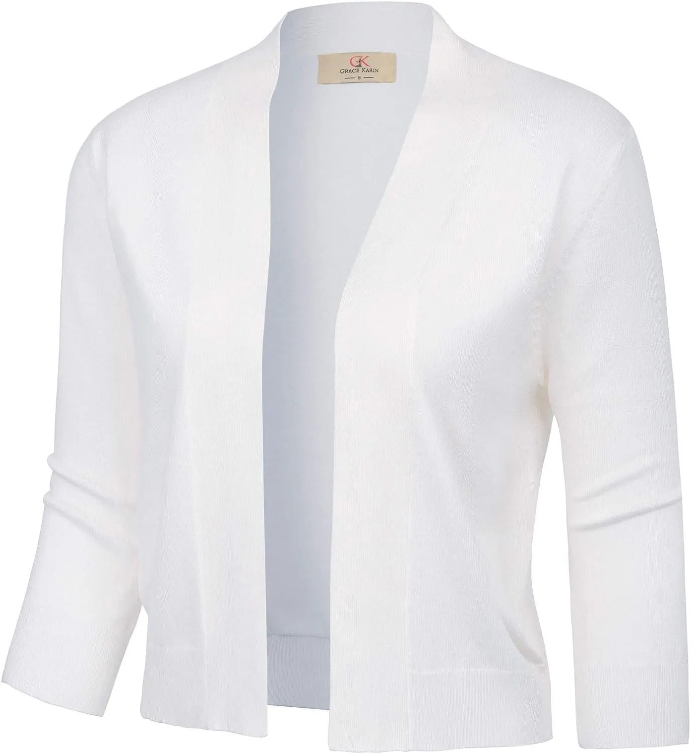 GRACE KARIN Women's 3/4 Sleeve Knit Cropped Cardigan Sweaters Open Front Bolero Shrugs Coat Tops S-3XL
