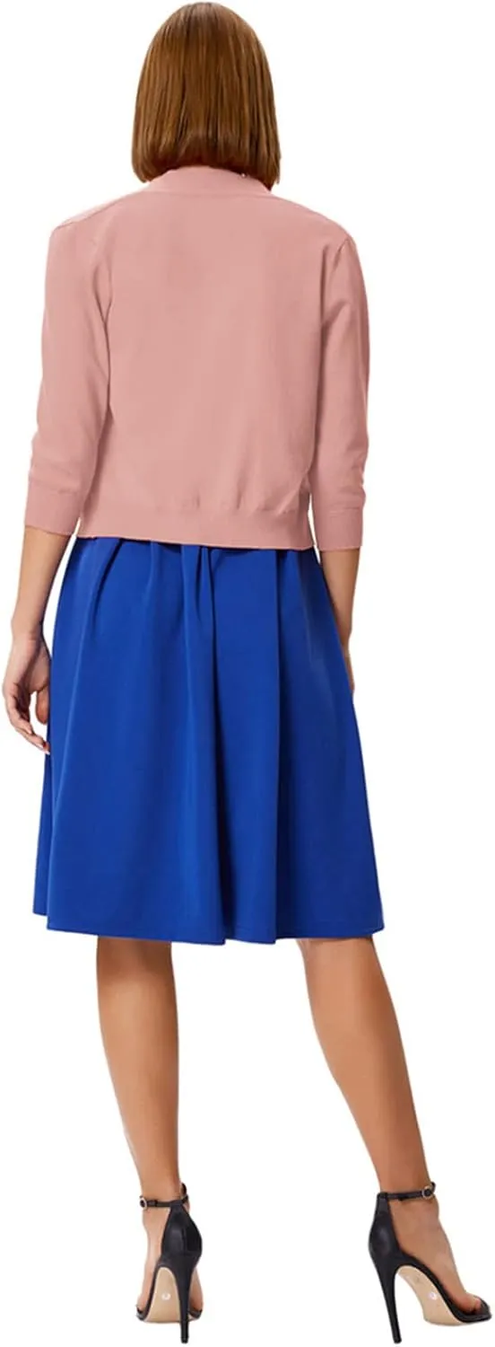 GRACE KARIN Women's 3/4 Sleeve Knit Cropped Cardigan Sweaters Open Front Bolero Shrugs Coat Tops S-3XL