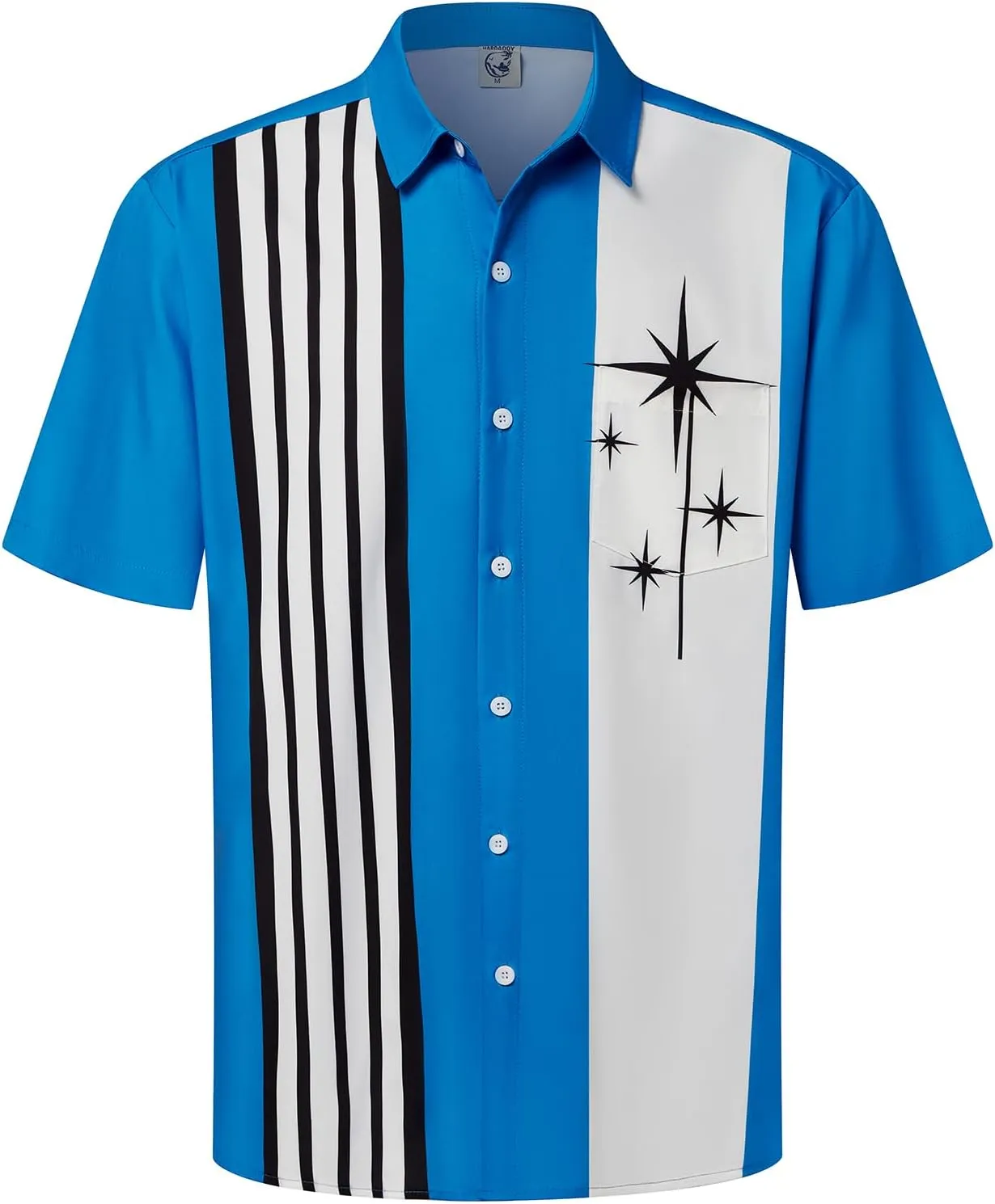Hardaddy Men's Vintage Bowling Shirt Short Sleeve Button Down Hawaiian Summer Beach Printed Casual Shirts