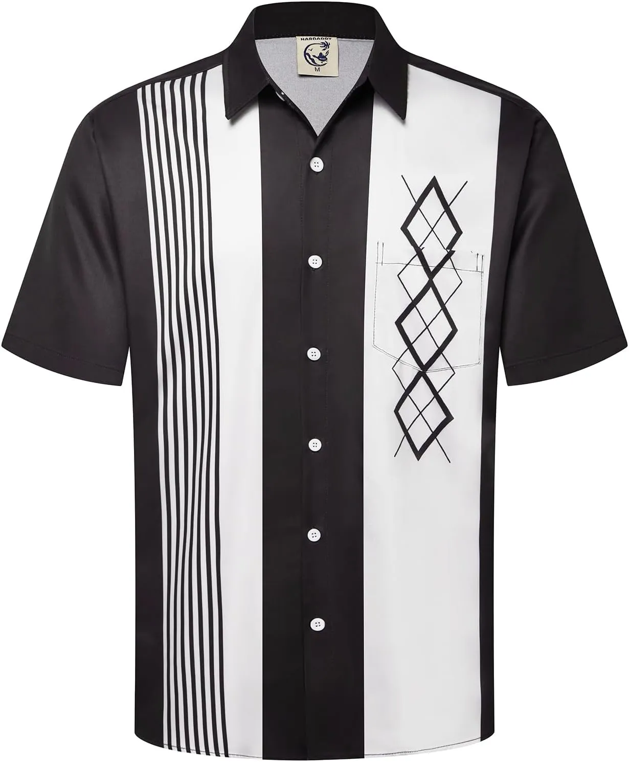 Hardaddy Men's Vintage Bowling Shirt Short Sleeve Button Down Hawaiian Summer Beach Printed Casual Shirts