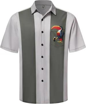 Hardaddy Men's Vintage Bowling Shirt Short Sleeve Button Down Hawaiian Summer Beach Printed Casual Shirts