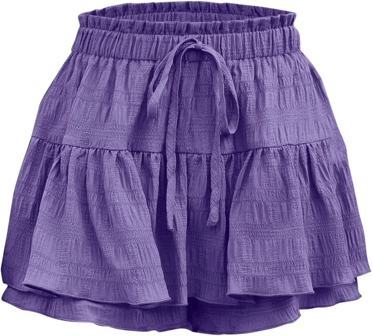 hlysgo Flowy Shorts for Women Casual Boho Ruffle Tiered Skorts High Waisted Drawstring Mini Skirts Tennis Comfy Shorts 2025