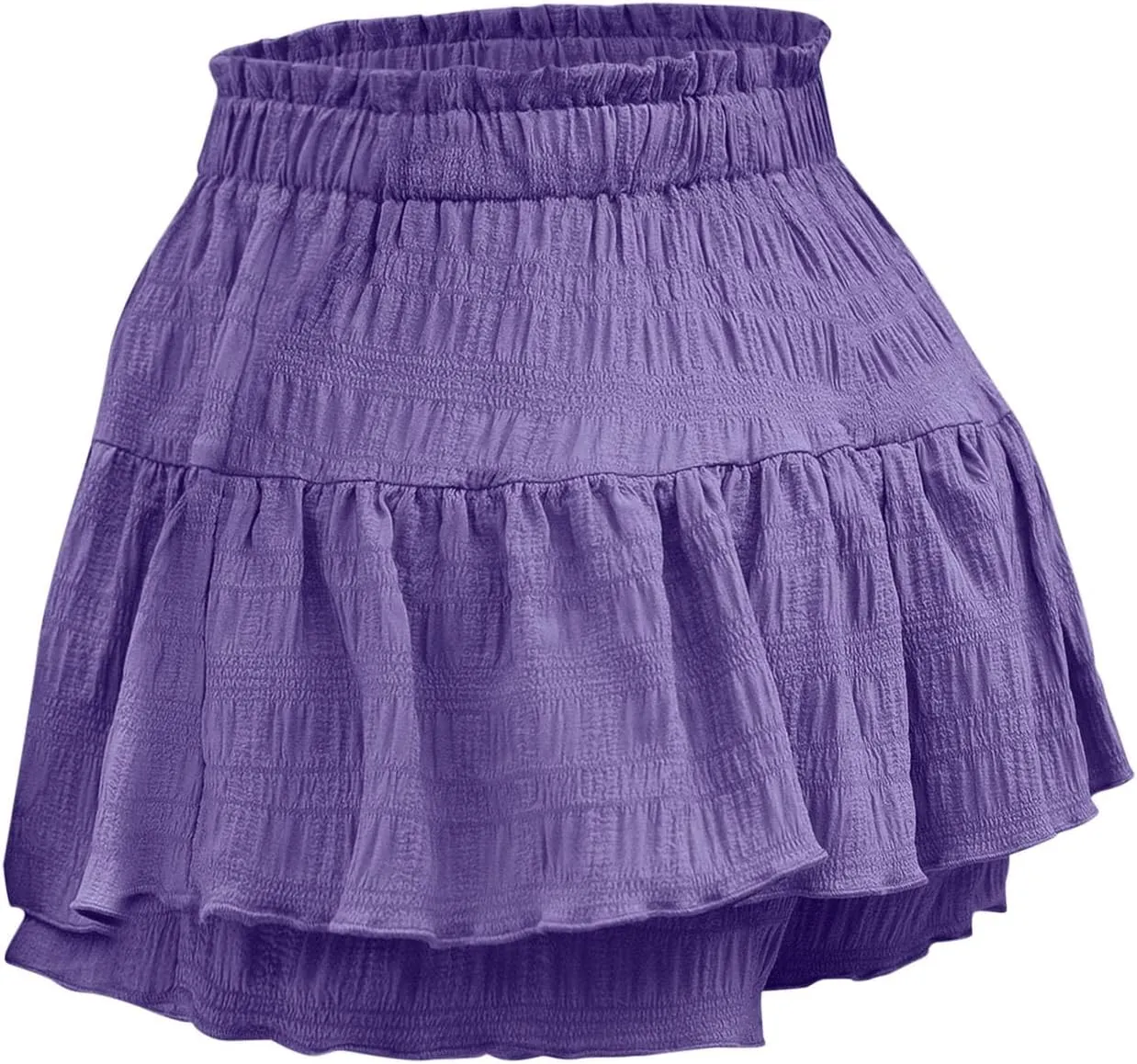 hlysgo Flowy Shorts for Women Casual Boho Ruffle Tiered Skorts High Waisted Drawstring Mini Skirts Tennis Comfy Shorts 2025