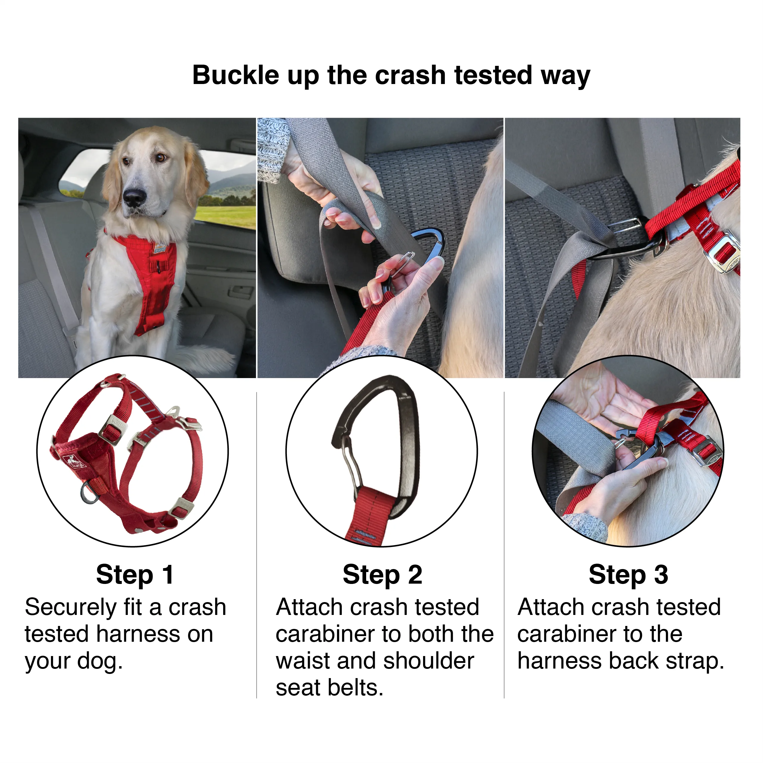 Kurgo Enhanced Strength Tru Fit Dog Car Harness Black