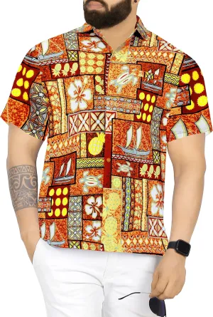 LA LEELA Men's Hawaiian Shirt Holiday