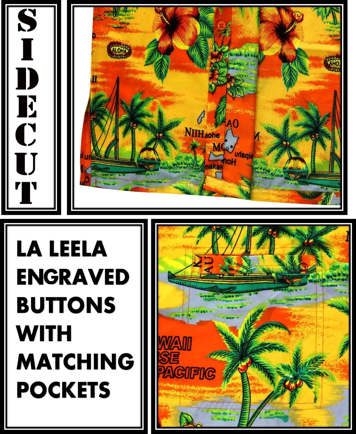 LA LEELA Men's Hawaiian Shirt Pocket Camp