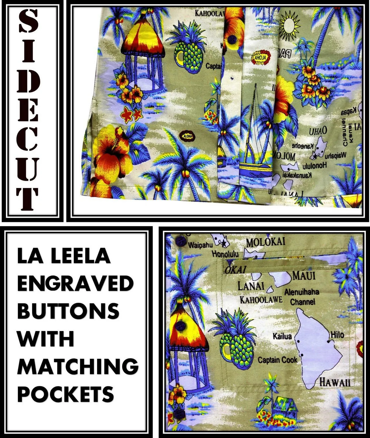 LA LEELA Men's Hawaiian Shirt Pocket Camp