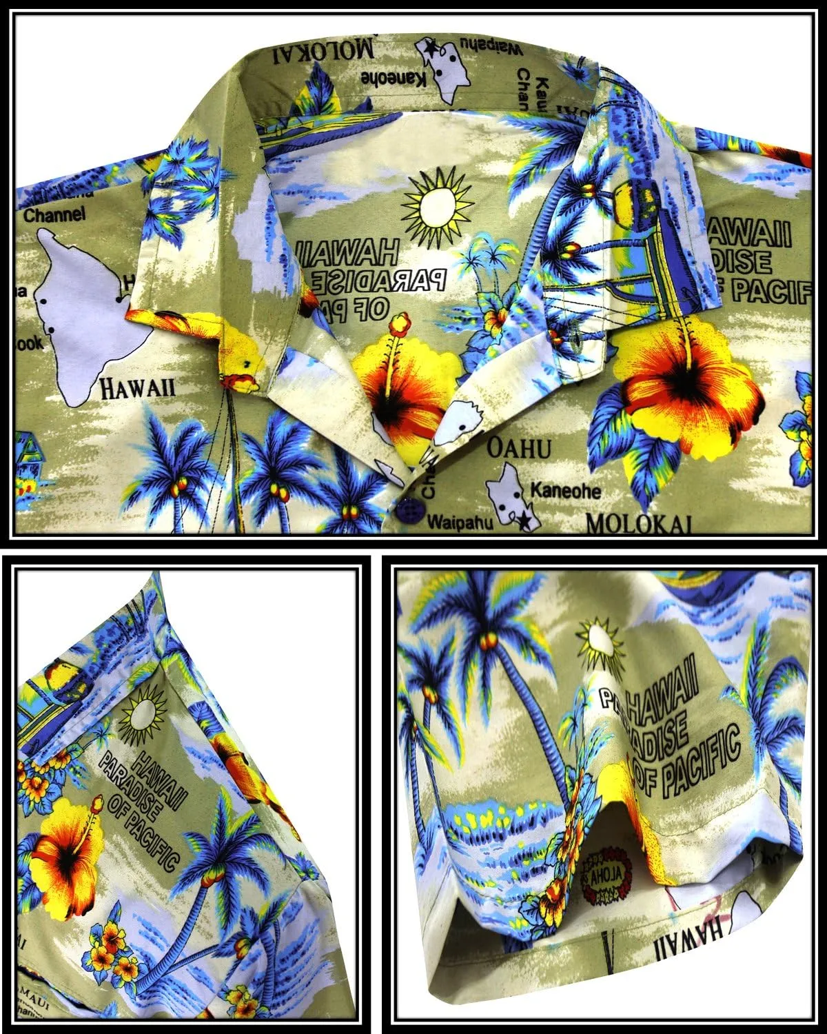 LA LEELA Men's Hawaiian Shirt Pocket Camp