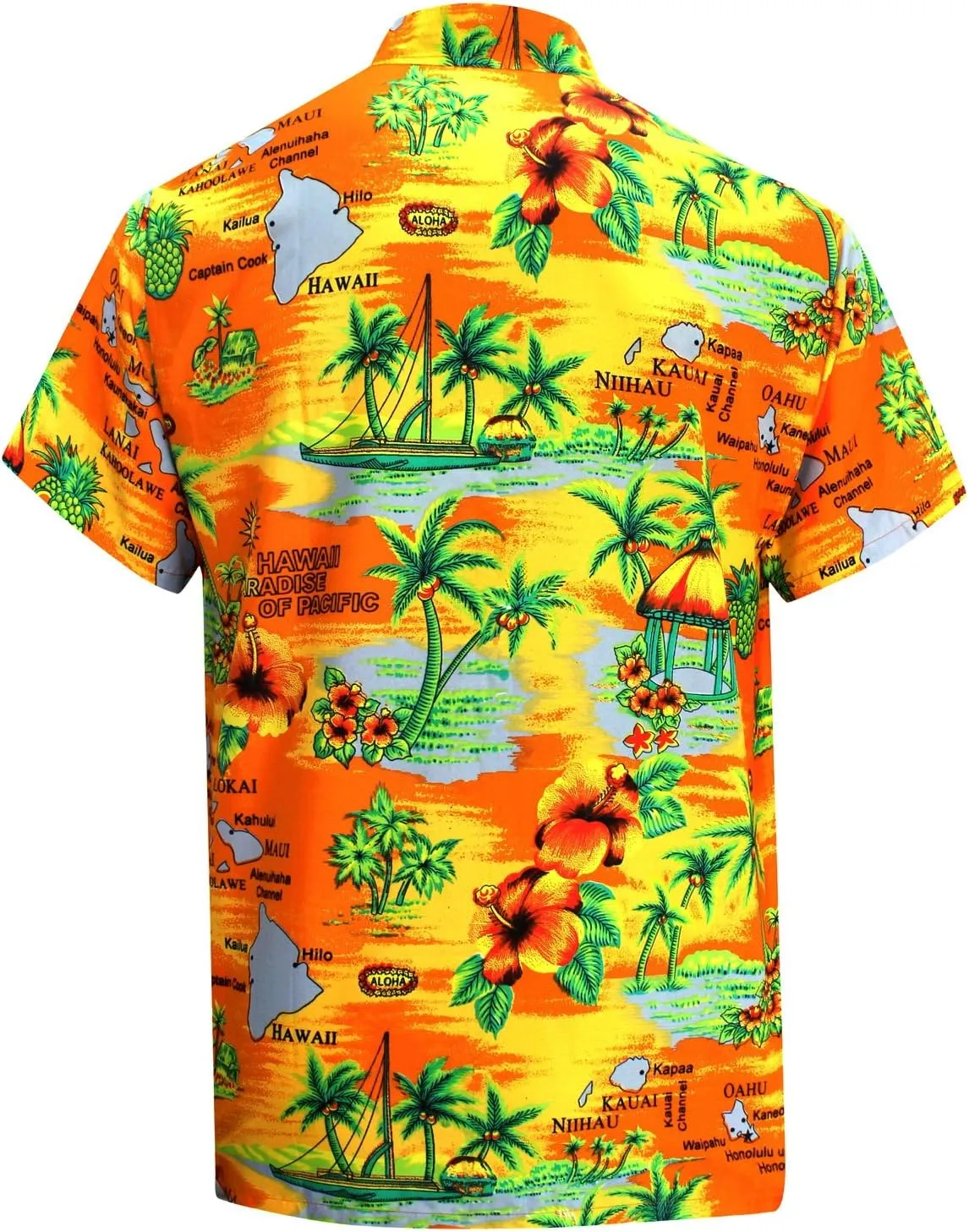 LA LEELA Men's Hawaiian Shirt Pocket Camp