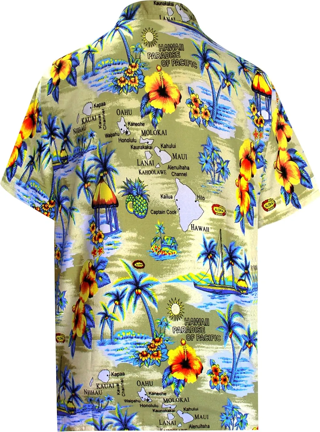 LA LEELA Men's Hawaiian Shirt Pocket Camp