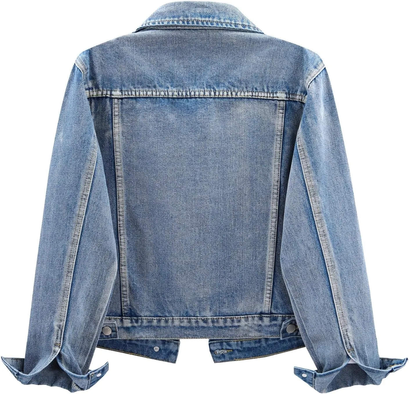 LifeShe Women's Basic Denim Jacket Button DownTrucker Jacket Slim Fit Jean Jacket Coat