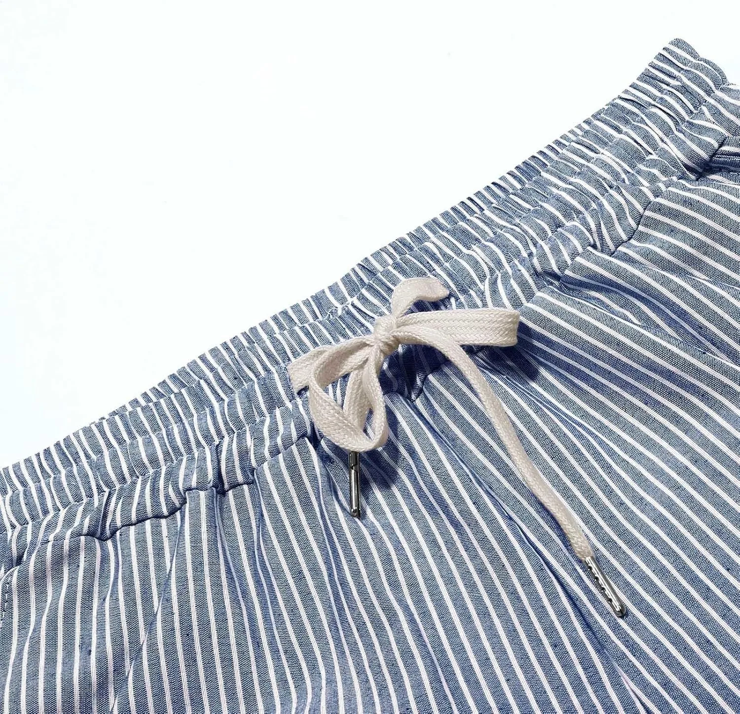 Linen Pants for Women 2025 Striped Drawstring Button Down Straight Wide Leg Trousers Casual Loose Baggy Ankle Pants