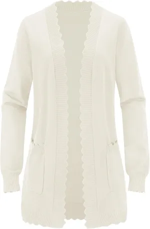 LUYAA Women's Fashion Cardigan Sweaters Lightweight Long Sleeve Open Front Long Cardigan V Neck Cozy Knit with Pocket