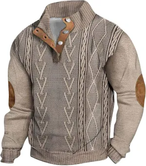 Men's 1/4 Button Up Corduroy Shirt Size Sweater Fashion Casual Long Sleeve Mens Pullover Sweaters Long Sleeve 14 Zip
