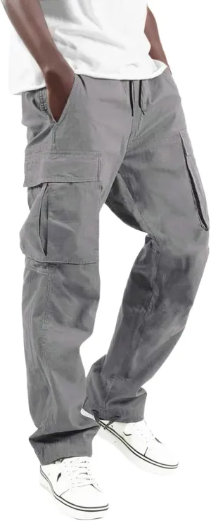 Men's 2025 Summer Casual Cargo Sweatpants Waist Drawstring Joggers Tactical Loose Fit Pants for Men with Multi Pockets