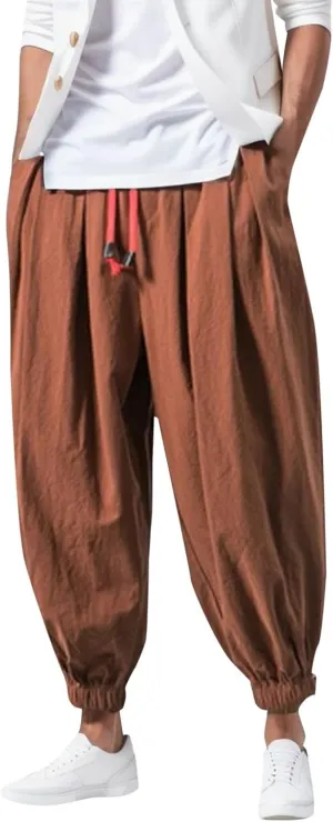 Mens Baggy Cargo Corduroy Pants, Wide Leg Loose Drawstring Sweatpants Solid Color Elastic Waist Casual Lightweight Pants
