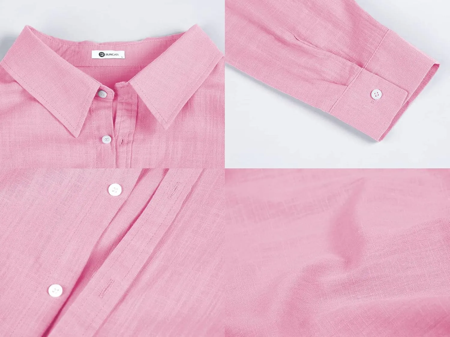Mens Button Up Shirts Long Sleeve Linen Beach Casual Cotton Summer Lightweight Tops