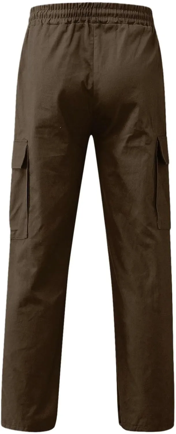 Mens Cargo Pants Casual Joggers, Big and Tall Athletic Pants, Cotton Loose Baggy Pants Straight Leg Sweatpants