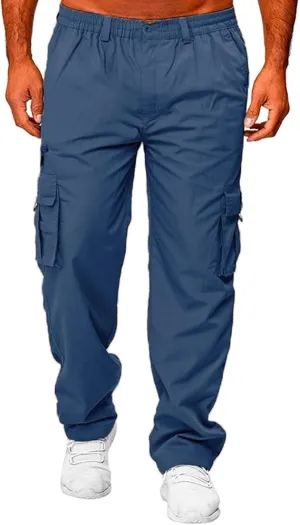 Mens Cargo Pants, Fleece Casual Cotton Jogger Multi Pockets Outdoor Sports Hiking Work Sweatpants, Capris Pants for Men