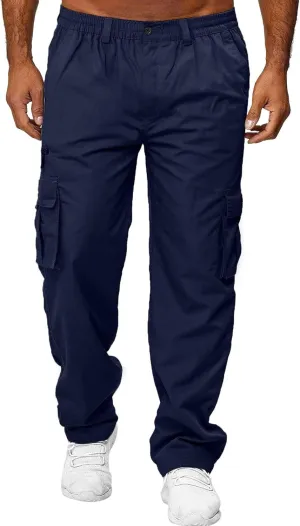 Men's Cargo Sweatpants Casual Fleece Joggers Loose Fit Open Bottom Athletic Pants for Men with Pockets