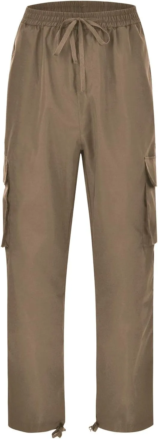 Mens Cargo Work Pants,Multi Woven Pocket Foot Rope Solid Pants Street Cargo Tie Cargo Pants Mens Fashion Joggers