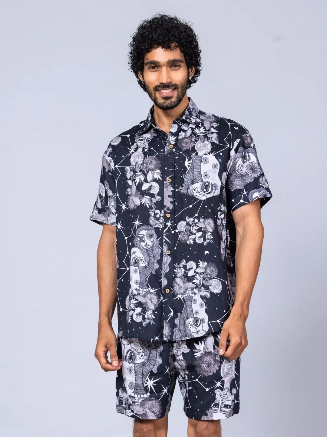 Mens Cotton Shirt & Shorts Set | Luna