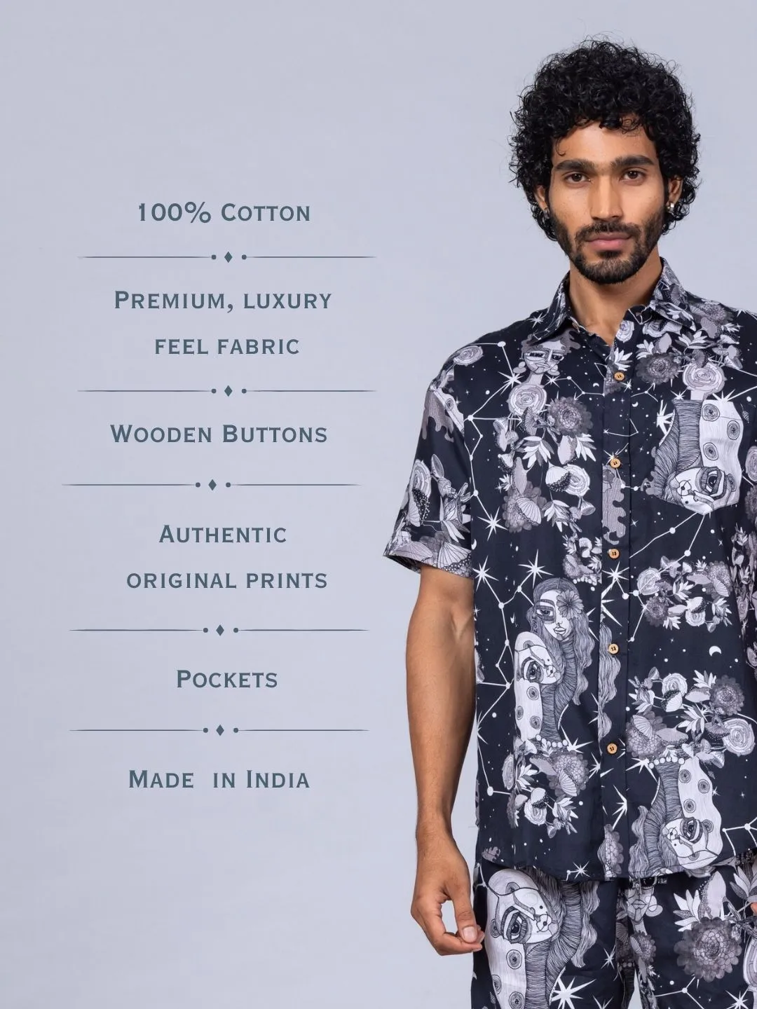 Mens Cotton Shirt & Shorts Set | Luna