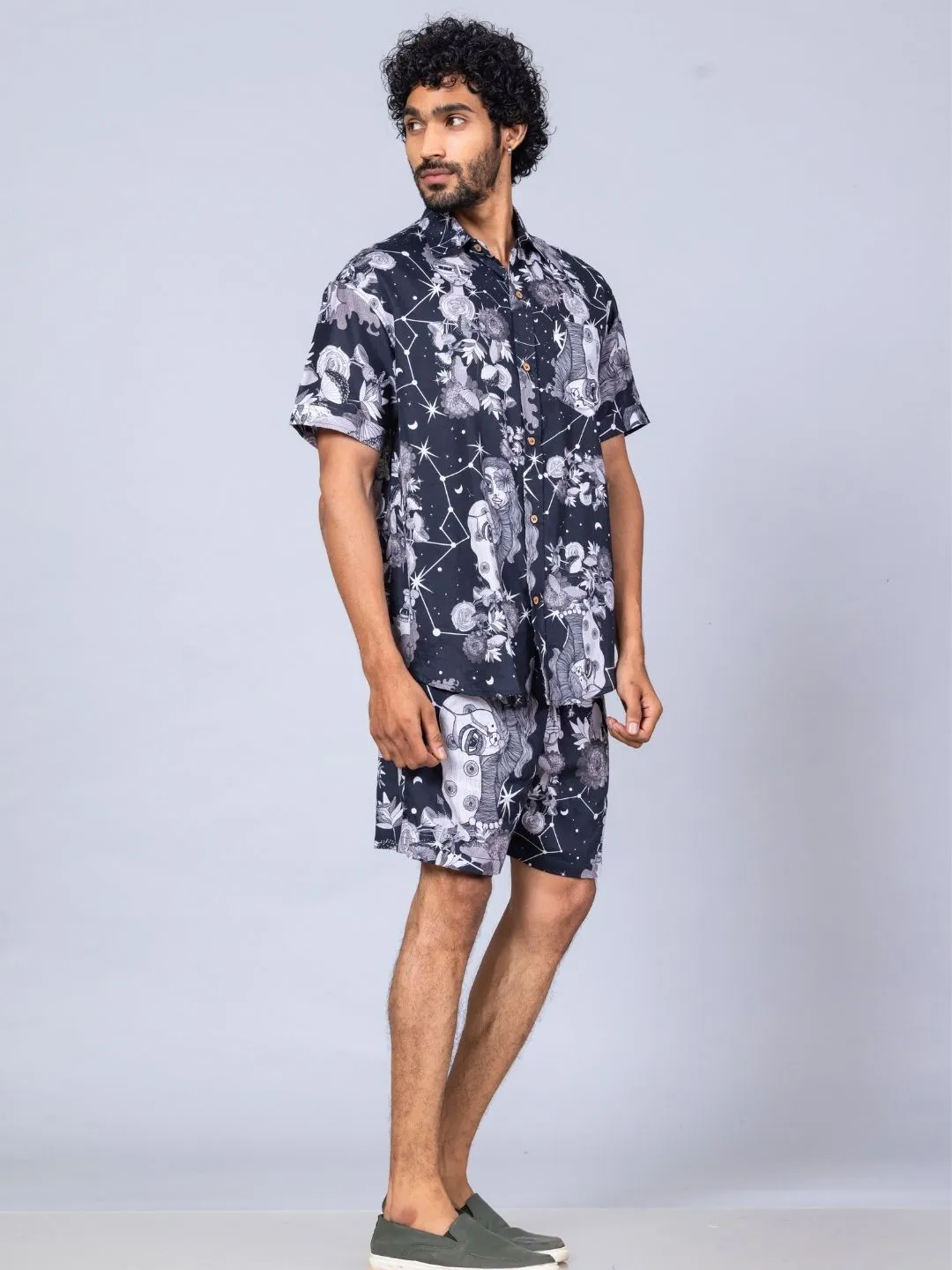 Mens Cotton Shirt & Shorts Set | Luna