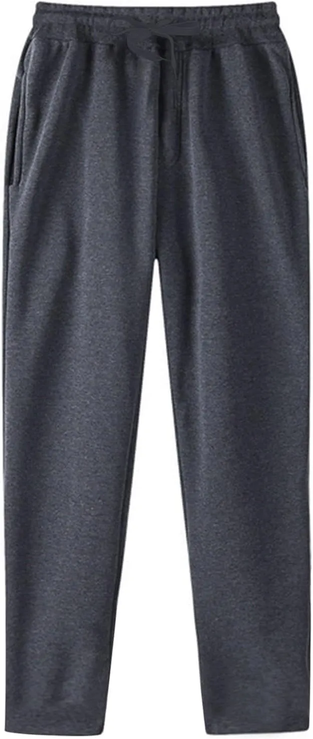 Men's Cotton Sweatpants Elastic Waist Joggers Workout Sport Pants Fall Winter Long Trousers with Pockets