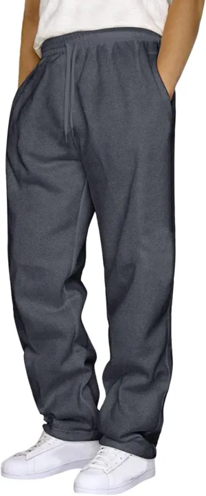 Men's Cotton Sweatpants Elastic Waist Joggers Workout Sport Pants Fall Winter Long Trousers with Pockets