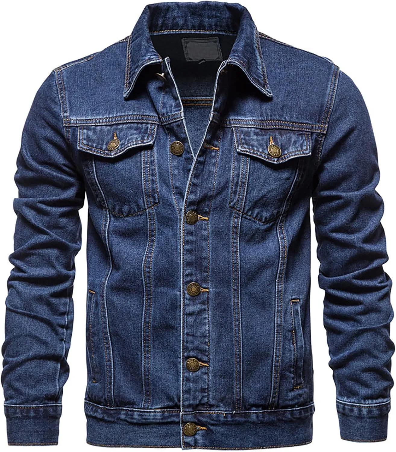 Mens Denim Jackets Casual Button Down Distressed Jeans Trucker Jacket Slim Fit Fall Durable Long Sleeve Coat Outwear