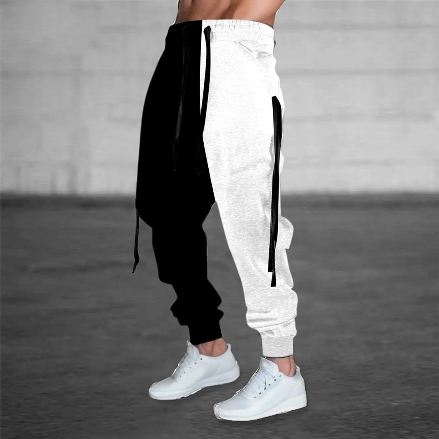 Mens Digital Printed Cargo Pants Fashion Casual Overalls with Pockets Drawstring Athletic Joggers Wild Cargo Pants