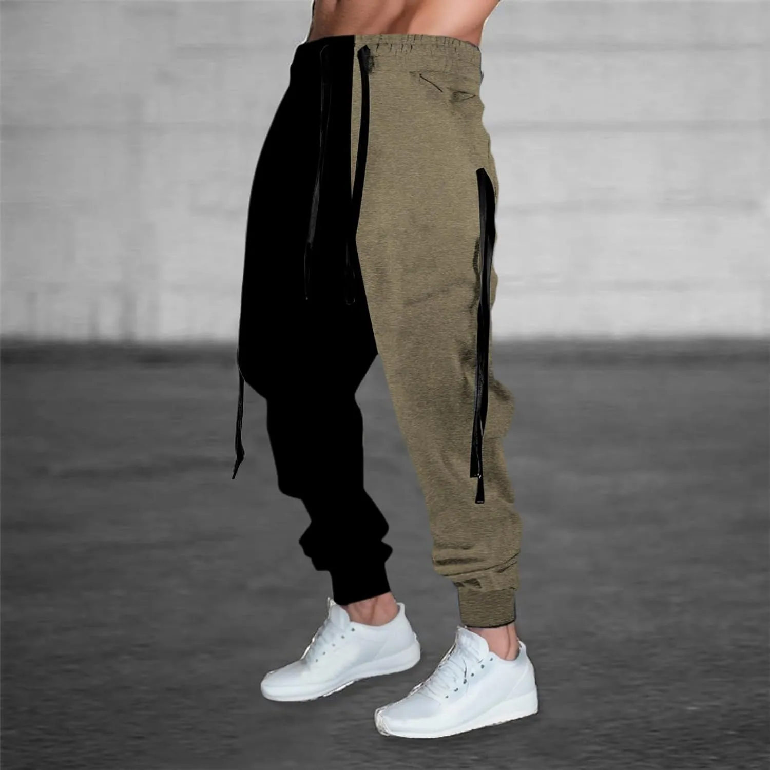 Mens Digital Printed Cargo Pants Fashion Casual Overalls with Pockets Drawstring Athletic Joggers Wild Cargo Pants