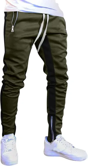 Mens Drawstring Athletic Cargo Joggers Pants Slim Fit Stretch with Pockets Casual Hiking Trousers Gym Sweatpants
