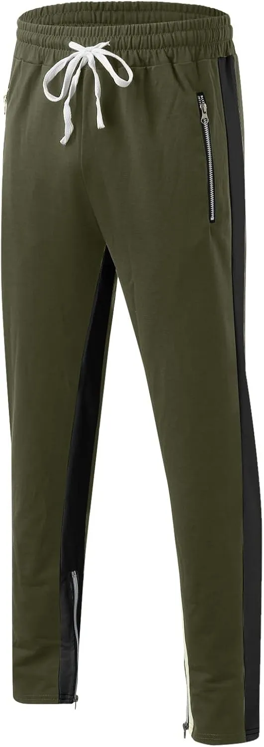 Mens Drawstring Athletic Cargo Joggers Pants Slim Fit Stretch with Pockets Casual Hiking Trousers Gym Sweatpants