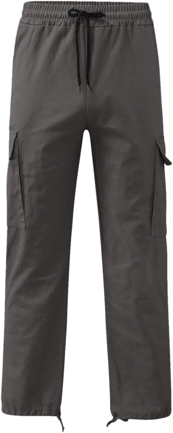 Men's Fashion Cotton Loose Straight Sweatpants with Pockets Drawstring Joggers Fast Dry Trousers Athletic Pants